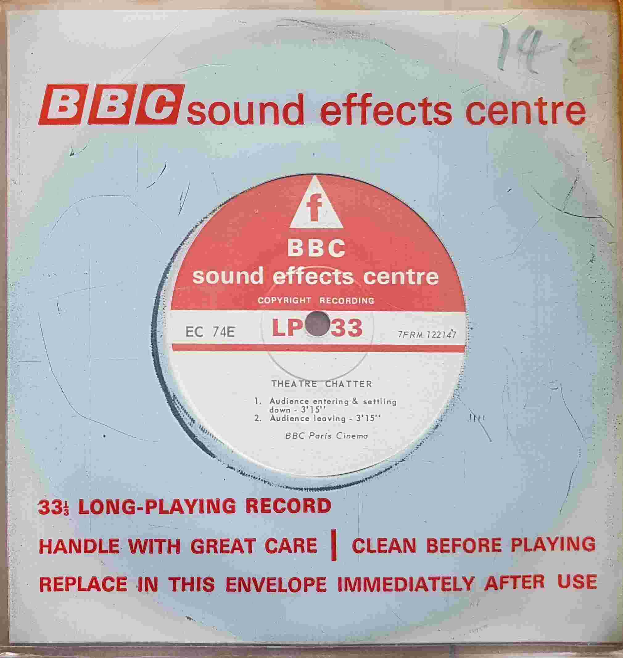 Picture of EC 74E Theatre chatter - BBC Paris Cinema by artist Not registered from the BBC records and Tapes library
